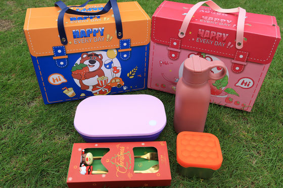 Christmas Silicone Lunch Gift Set – Foldable Bento Box, Stainless Steel Water Bottle, Food Storage Bag & Festive Cutlery | Eco-Friendly Holiday Tableware Bundle