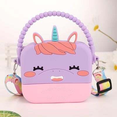 Ein guter Preis. Einhorn Silikon Bleistift Box Lagerung Organisation Crossbody Tasche Schulter Handtasche Weihnachtsgeschenke Geburtstagsgeschenke für Jungen Mädchen Online