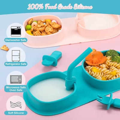 Ein guter Preis. Silikon-Essgeschirr-Satz FDAs Microwaveable, geruchlose Saugplatten mit Deckeln Online