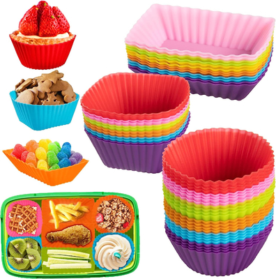Ein guter Preis. Silikon-Lunchbox-Teiler, bunte Bento-Box-Teiler, Silikon-Cupcake-Bindungen, wiederverwendbare Bento-Box-Zubehör Online