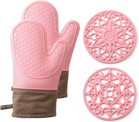 Ein guter Preis. Silikon Hitzebeständige Ofen-Mütze und Topfhalter Setze BBQ Backhandschuhe Silikon Küchen Haushaltsgeräte Online