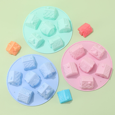 Ein guter Preis. 1 Pack Hausform Silikon Form, 6 Hohlraum nicht klebrig gemütliche Dorf Backpfanne, Hausform Seife Form, Online