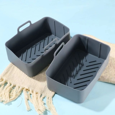 Ein guter Preis. Silikon-Freier-Fassungen Rechteckig für Lebensmittel Doppel, wiederverwendbarer Airfryer Topf Ersatz Backbecher-Korb-Einsatz Online