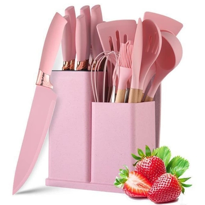 Ein guter Preis. 19 Stück nicht klebendes Silikon-Küchenutensilien Spatula-Set mit Halter, Holzgriff Silikon-Küchengeräte Online