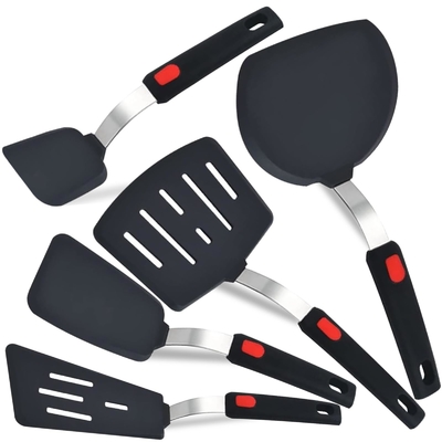 Ein guter Preis. 5-Pack BPA-freie Silikonspatulen Turner-Set für nicht klebrige Kochgeschirr Flexibles Küchengerät Kochspatula für Eier Online
