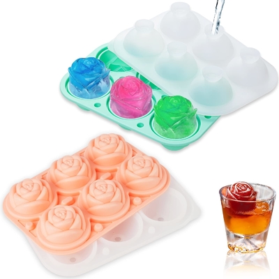 Ein guter Preis. Silikon Rose Eiswürfel Formen für Cocktails Whiskey XL Rose Flower Eiswürfel Schokolade Seife Schachtel Formen Silikon Party Maker Online