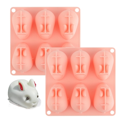3D Mini Silikon Backform für Mousse Kuchen Fondant Seife Eiscreme Schokolade Süßigkeiten Kaninchen Formen 6 Hohlraum