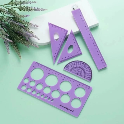4 Stück Set 12 Zoll Gerade / Dreieck Flexible Lineal Mathematik Geometrie Werkzeug für Schulklassenzimmer Büro Kinder