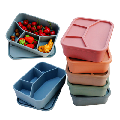 Ein guter Preis. Silikon-Bento-Box, undichtes Mittagessen mit Deckel, unzerbrechlicher Speisen-Grad geteilter Speicherbehälter für erwachsene Kind Online