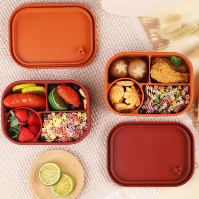 Silikon-Lunchbox Mikrowelle Gefrierschrank und Geschirrspüler Sicherer Lebensmittelbehälter mit Abteilungen BPA-freie Silikon-Lunchbox