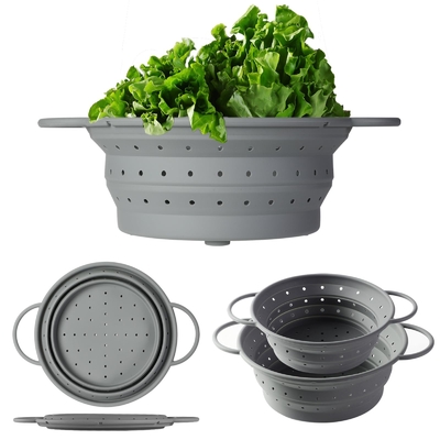 Silikon-Klappe-Kolander-Set für Lebensmittelstrahler und 9-Zoll-Mischschüssel 2 Stück Früchte Gemüse Pasta Strahler BPA-frei