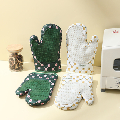 Ein guter Preis. Ofen Mitts Ofenhandschuhe Grillhandschuhe Silikon Verdickte Baumwolle Doppelschicht Design Schlupffeste Textur Grip Backhandschuhe Online