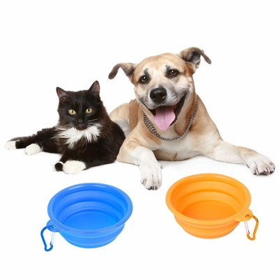 Silikon zusammenklappbare Hundebecher BPA-frei tragbare faltbare Reisebälle für Haustiere Katzenfutter Wasser-Fütterungsplatte für Camping