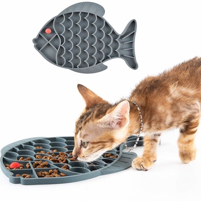 Ein guter Preis. Katzen Puzzle Fütterung Fischform Silikon Lecken Leckerbissen Matte für gesunde Ernährung und Lecken Online