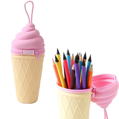 Ein guter Preis. Süße Eiscreme Silikon Bleistift Stiftkoffer Bleistiftbeutel Schreibwaren Stifthalter für Schüler Schulversorgung Weihnachtsgeschenk Online