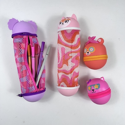 Zeichentrickfilm Rund Silikon Bleistift Box Bleistift Fall Bleistift Tasche für Kinder Make-up Tasche Aufbewahrung Organisation Schule Geburtstagsgeschenk
