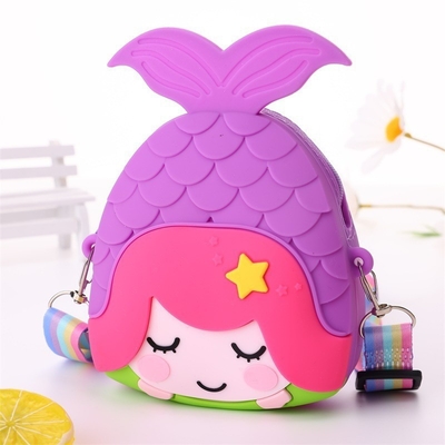 Ein guter Preis. Mermaid Kids Crossbody Tasche Münze Tasche Silikon Schulter Tasche Handtasche mit breit verstellbarem Gurt Make-up Tasche Big Pop Tasche Online