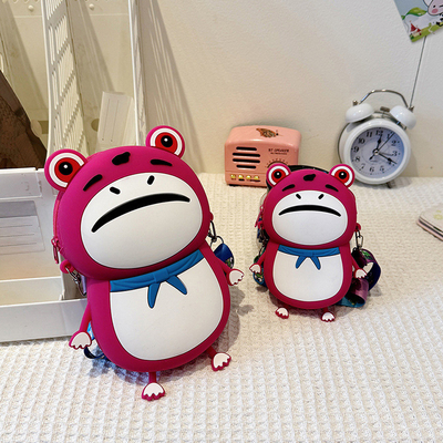 Frosch angepasste Silikon Bleistiftkasten Crossbody Schultertasche Kinder Handtasche Pop Tasche Tasche Schulversorgung Geburtstagsgeschenke