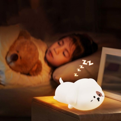 Nachtlicht für Kinder Süßes Silikon Welpen Nachtlicht mit 2 Helligkeitsstufen 7 Farben Kawaii Touch Lamp für Schlafzimmer