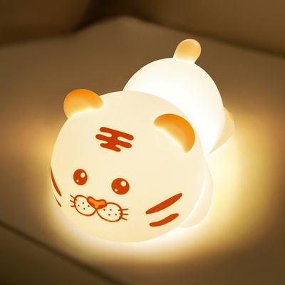 Cute Tiger Silicone Nachtlicht LED Neuerung Lampe 3 Stufe Dimmbare Kinderzimmer Nachtlicht USB Wiederaufladbare Timing Schlaflampe