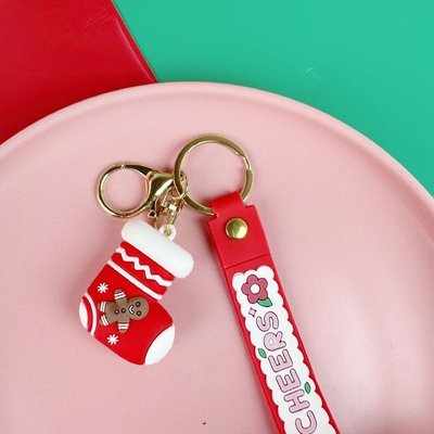 Ein guter Preis. Süße Weihnachts-Silicon-Tasche Anhänger Schlüsselkette Weiches Kawaii Auto Schlüsselkette Zauber für Frauen Männer Weihnachts Geburtstag Kind Geschenke Online