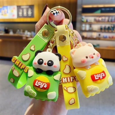 Panda-Schlüsselstücke für Mädchen Kinder, Gummi-Tier-Beutel Rucksack Charme Anhänger