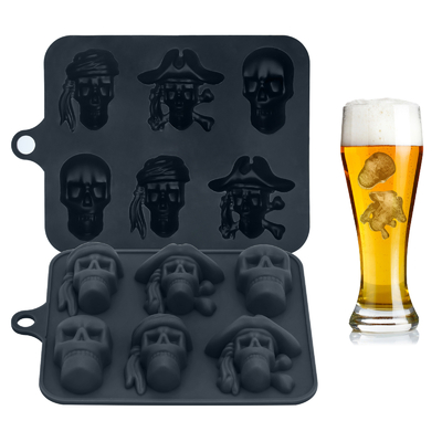 Silikon-Eiswürfel 3D-Schädel-Eis-Form-2Pack Einfache Freigabe für Whisky-Cocktails und Saftgetränke