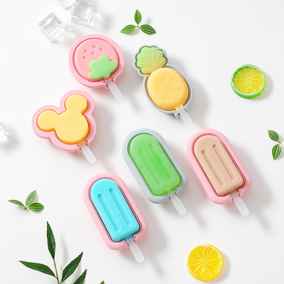Silikon Popsicle Formen, niedliche Ice Pop Formen wiederverwendbare Kuchen Pop Formen Set mit Deckel Popsicle Sticks, leicht freisetzbare BPA-freie Cartoon Eiscreme Formen für Kinder