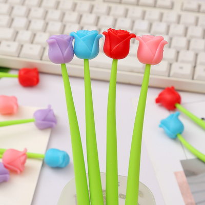 Lustige Live-Blumen-Stifte, kreative Gel-Tinte Silikon-Blumen-Stifte, 0,5 mm Schreibstift für Schulbüro Zuhause, Lehrerinnen, Studenten, Party-Dekor-Versorgung, 6 Stück/Set (Glockenblumen und Tiere)