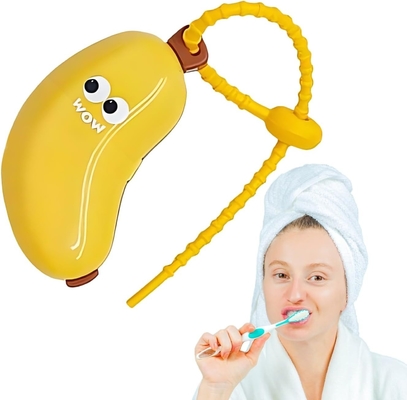 Bananenförmige Zahnbürste und Silikon-Zahnpasta-Reisebehälter-Set ️ Cute Portable Travel Toothbrush Holder + undichtes Zahnpasta-Rohrgehäuse ️ Mehrfachverwendbares Silikon-Zahnpasta-Kit für Kinder und Erwachsene