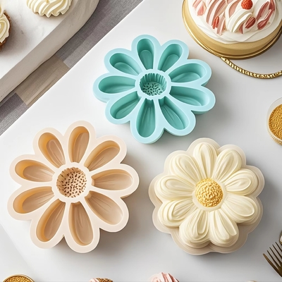 Silikon-Blumen-Kuchenform für Schokolade, Gelee, Süßigkeiten, Silikon-Backformen für Kuchen, 9 Zoll Antihaft-Kuchenformen mit geriffeltem Rand, runde Backformen für Käsekuchen, Schokoladenkuchen, Regenbogenkuchen