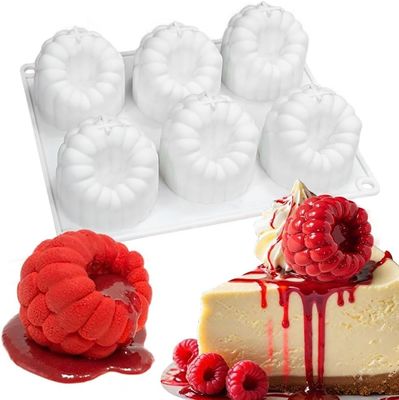 6-Loch Himbeeren Mousse Kuchenform Lebensmittelqualität Silikon Formen zum Backen 3D Himbeeren Pudding Kuchen Silikon Formen Dessert Schokolade Formen Rubus Fruchtkuchen Dekorationswerkzeuge Nicht klebrige Backform