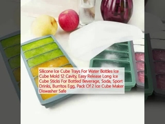 Silikon-Eiswürfel für Wasserflaschen Eiswürfel Form 12 Hohlraum, leicht zu entlassen, lange Eiswürfel Stäbchen für Flaschen Getränke, Soda, Sportgetränke, Burritos Ei, Packung von 2 Eiswürfelmacher Waschbeutel