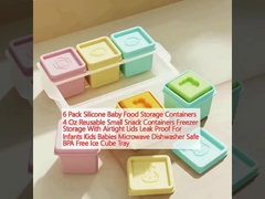 6 Packungen Silikon-Babynahrungsbehälter 4 Oz Wiederverwendbare kleine Snackbehälter Gefrierschrank mit luftdichten Deckeln undicht für Säuglinge Kinder Babys Mikrowellen-Gereitschaftsspüler sicher BPA-frei Eiswürfel-Tray