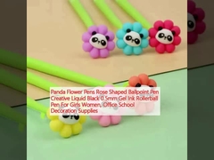 Panda Blumenstifte Rosenförmiger Kugelschreiber Kreativer Flüssigschwarzer 0,5 mm Gel Tinten Rollerball Stift Für Mädchen Frauen, Büro- und Schuldekorationen