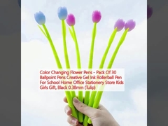 Farbwechselende Blumenstifte - Packung mit 30 Kugelstiften Kreativgel Tinten Rollenstifte für die Schule Home Office Stationery Store Kinder Mädchen Geschenk, schwarz 0,38 mm (Tulip)